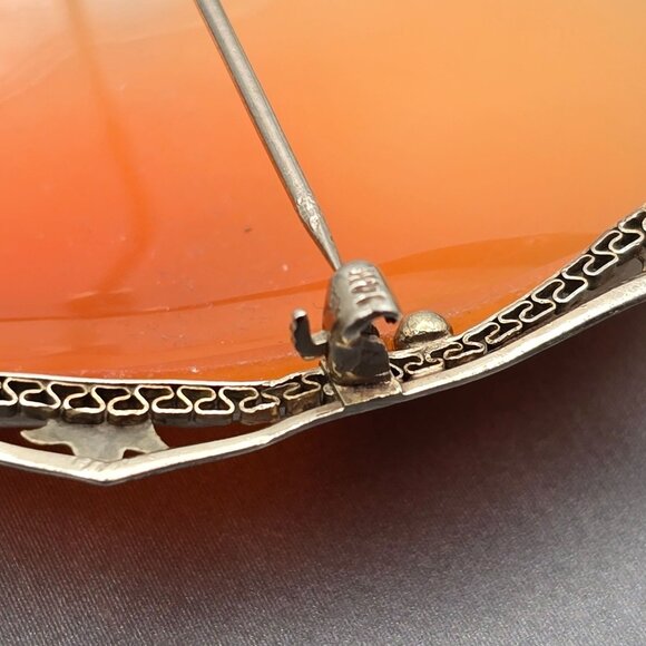 Antique 14K White Gold Cameo Brooch/Pendant 2" Filigree Frame 13.72g 44x36mm - Picture 13 of 16